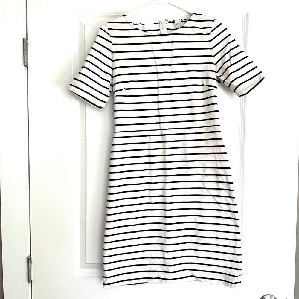 J. by J.Crew Striped Ponte Shift Dress Black White Size S